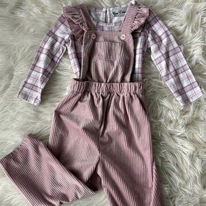 Pink Corduroy Kids Overalls outfit